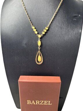 Vintage Barzel 18kt Gold Plated Gold,Green,Yellow Chrystals 10" Necklace
